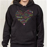 Her Heart of Love Personalized Black Hooded Sweatshirt - 11522-BHS