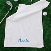Embroidered White Golf Towel - Name - 11812-N