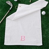 Embroidered White Golf Towel - Initial - 11812-I