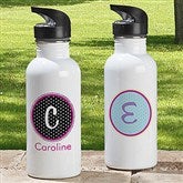 Polka Dot Monogram Personalized Water Bottle - 11825