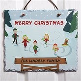 Ice Skating Family Character Personalized Slate Plaque - 12192