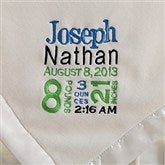 Birth Announcement Embroidered Blanket For Boys- Ivory - 12372-I