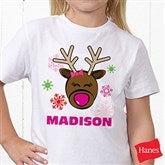 Christmas Reindeer Personalized Youth T-Shirt - 12385YT