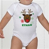 Christmas Reindeer Personalized Baby Bodysuit - 12385-BB