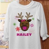 Christmas Reindeer Personalized Girls Nightgown - 12385NG