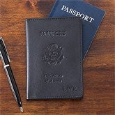 First Class Leather Debossed Passport Covers - Black - 12430-BL