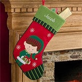 Santa's Little Helper Elf Embroidered Stockings- Boy - 12472-B
