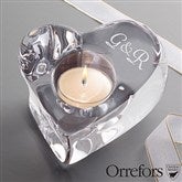 Orrefors Monogrammed Couples Crystal Heart Votive - 12566