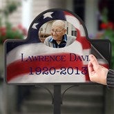 American Flag Memorial Stake With Photo Magnet - 12704-S