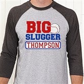 Big Slugger Personalized Grey Adult Baseball T-Shirt - 13074-ABT