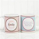 Polka Dot Monogram Personalized Black Handled Coffee Mug - 13137-B