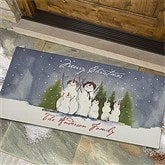 Snow Family© Watercolor Art Personalized Oversized Doormat - 3031-O