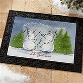 Snow Couple Watercolor Art Personalized Doormat - 3083