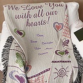 All Our Hearts Personalized Afghan - 4439
