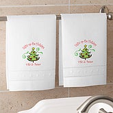Season's Greetings Linen Towel Set - White - 4460W