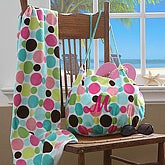 Personalized Polka Dot Beach Bag & Towel Set - 5273