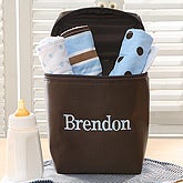 Embroidered Bottle Bag & Burp Cloth Set - Blue - 6618-B
