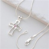 Birthstone Cross Necklace - 16