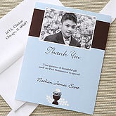 Bless This Child Photo Thank You Cards- Blue - 6669-B