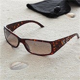 Rhinestone Initial Sunglasses - Tortoise - 7130D-T