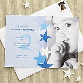 Birthday Star Custom Invitations - Blue - 7207-B