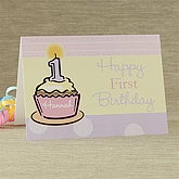 First Birthday Personalized Greeting Card - Pink - 7489-P