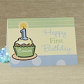 First Birthday Personalized Greeting Card - Blue - 7489-B