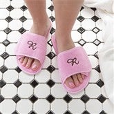 Embroidered Pink Velour Spa Slippers - 7898