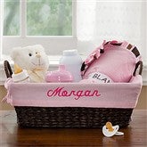 Welcome Baby Embroidered Gift Basket- Pink - 9146-P