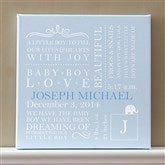 Baby Love Birth Info Personalized Canvas Art- Baby Blue - 9545-B
