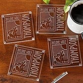 Personalized Corporate Engraved Logo Glass Coaster Set - 9561