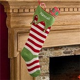 Embroidered Knit Stocking-Green Toe & Cuff - 9785-GG
