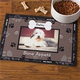 Throw Me A Bone© Black Pet Photo Meal Mat - 9852-BLK