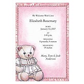 Baby Girl Bear Birth Announcement