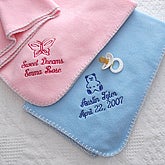 Personalized Blue Newborn Baby Fleece Blankets - Embroidered