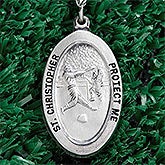 Personalized St. Christopher Sterling Silver Sports Medal - 2186 Personalized St. Christopher Sterling Silver Sports Medal - 2186