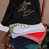 Embroidered Graduation Blanket - Black Fleece Throw