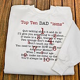 Personalized Custom Coffee Mug - Top Ten Isms, Mouse Pad - Top Ten Isms, Sweatshirt - Top Ten Isms, T Shirt - Top Ten Isms, Wall Plaque - Top Ten Isms