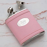 Ladies Only Pink Leather Flask