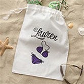 A Day On The Beach© Cotton Drawstring Bag