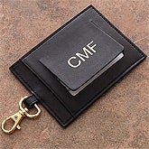 Personalized Leather Luggage Tags - First Class Monogram Design Black
