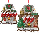 Family Fireplace Ornament - 3 Names
