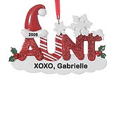Aunt Red Glitter Ornament