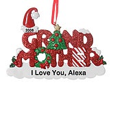 Grandmother Red Glitter Ornament