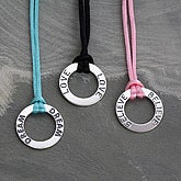 Personalized Inspiring Words Silk Cord Necklace,  - Additional Ring