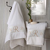 White Cotton Monogrammed Bath Towels,  Set