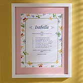 Personalized Name Meaning Print - Delicate Butterfly - Blue Mat, Pink Mat, Yellow Mat