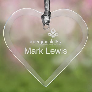 Personalized Corporate Engraved Logo Heart Ornament - 10031