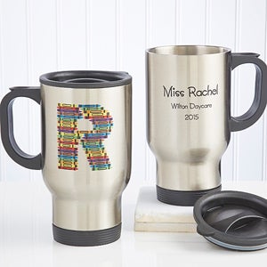 Personalized Teacher Travel Mug - Crayon Letter - 10086
