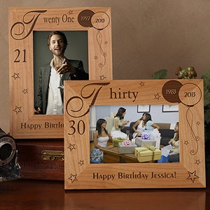 Personalized Happy Birthday Wooden Picture Frame - Birthday Memories Design - 1010